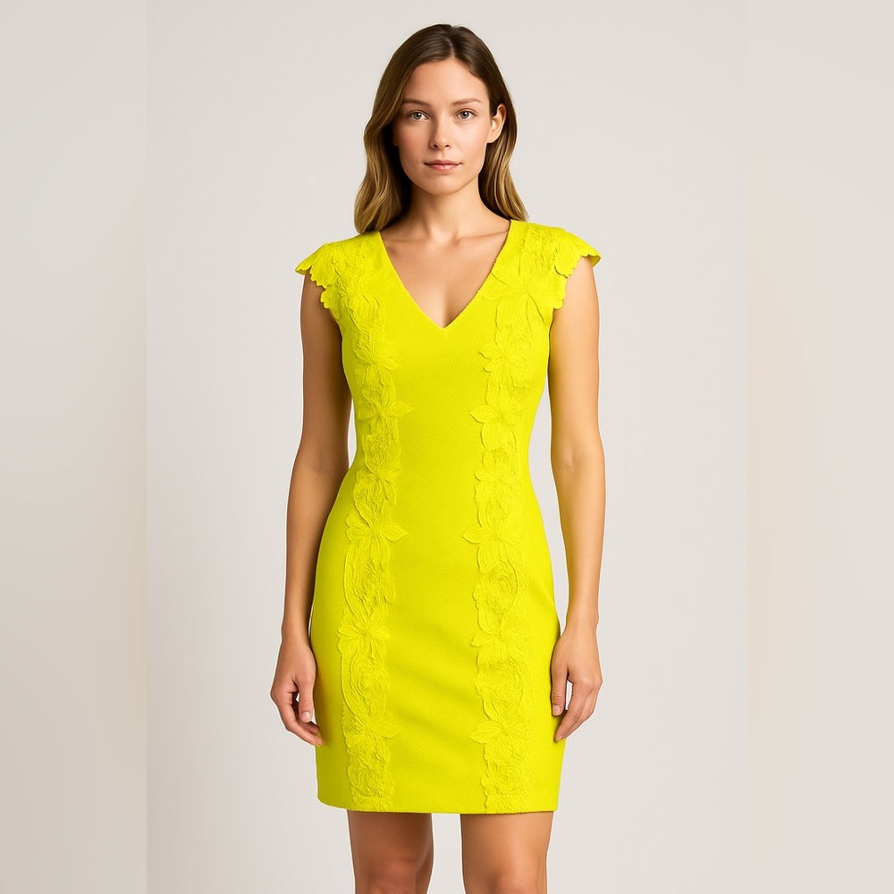 Belle bagley Mishka, size 4 Elegant Yellow Floral Dress